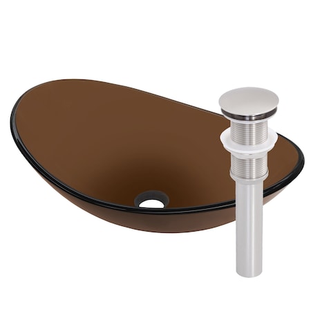 Novatto BABBUCCIA Glass Vessel Bathroom Sink Set, Brushed Nickel TIS-324TBN